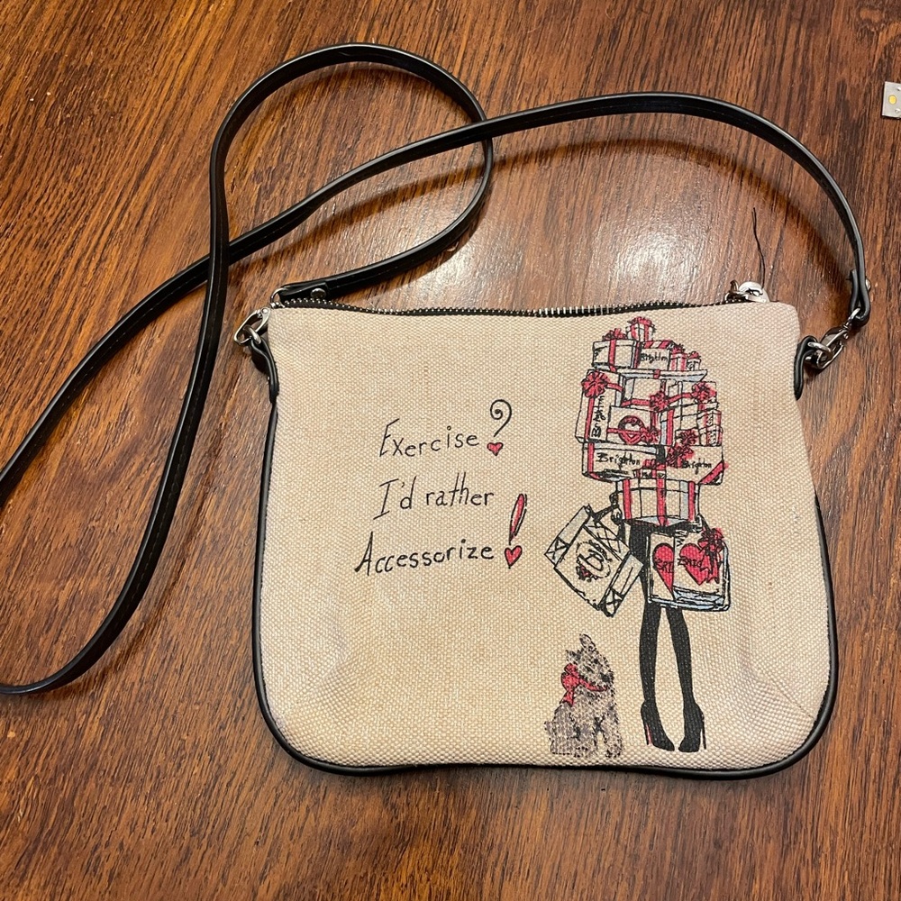 Brighton Cream and Black Crossbody Bag with Adjustable Strap
